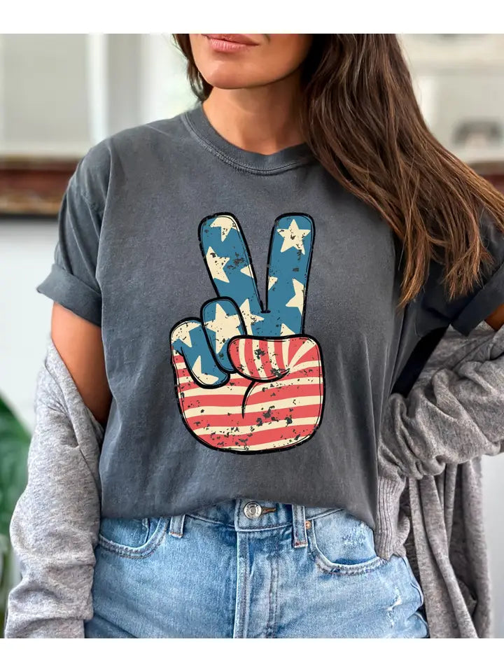 Patriotic Peace Sign Graphic Tee
