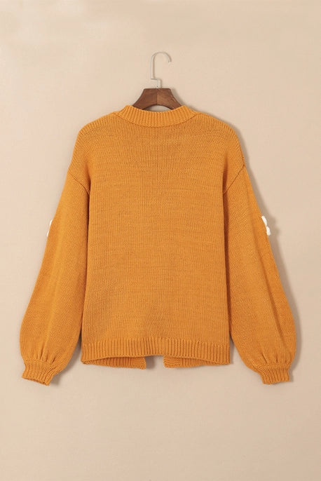 Flower Bubble Sleeve Cardigan
