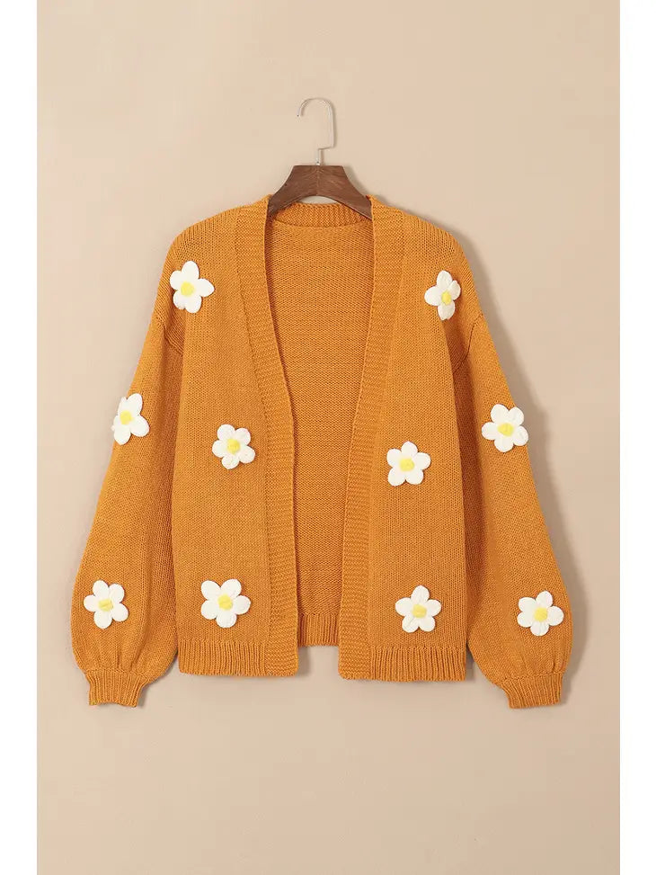 Flower Bubble Sleeve Cardigan