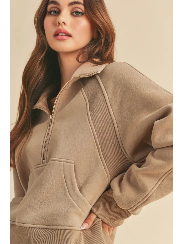 Funnel Neck Half-Zip Sweatshirt
