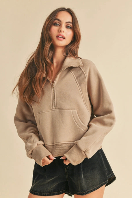 Funnel Neck Half-Zip Sweatshirt