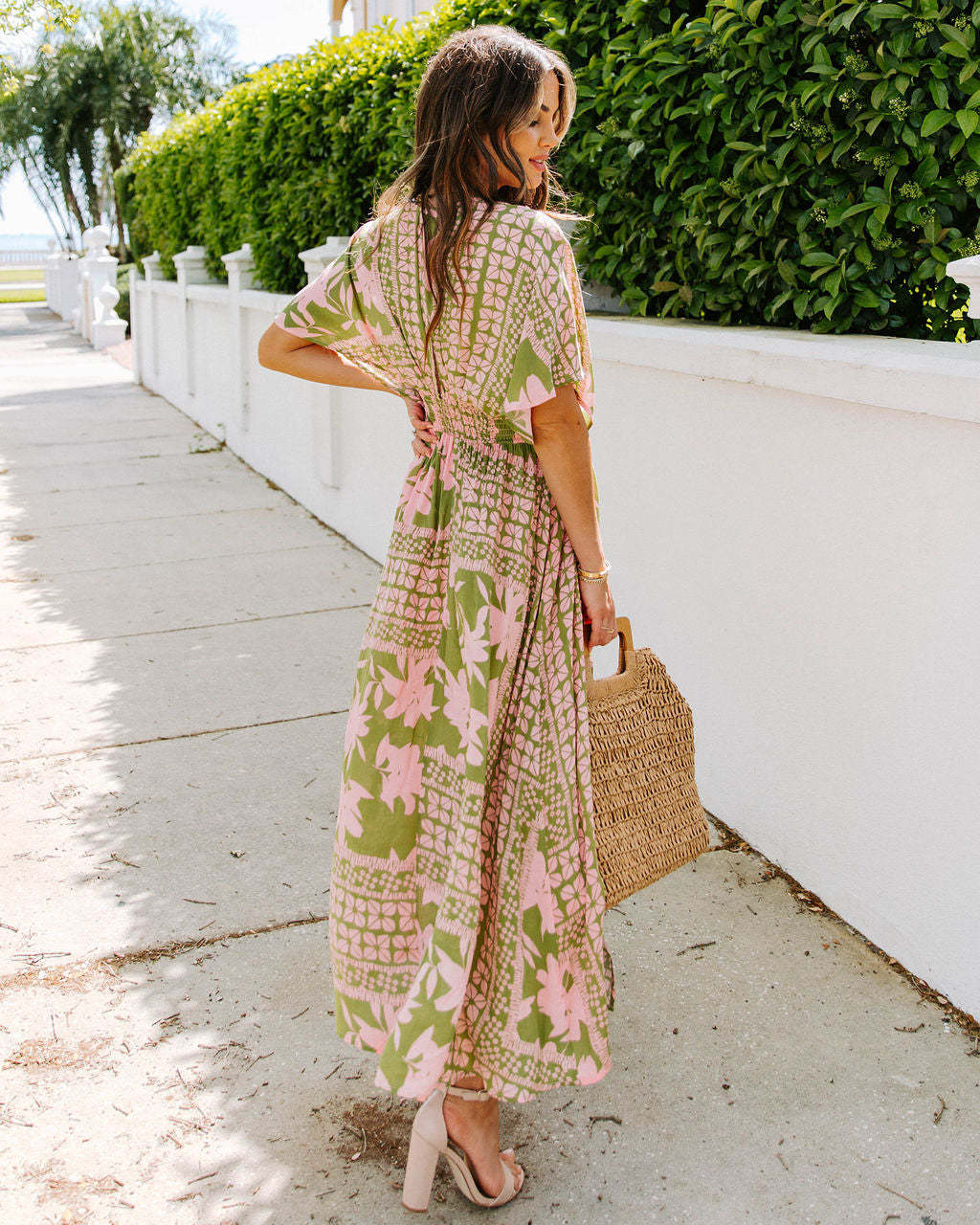 High Waist, V-Neck, High Slit Waist Dress