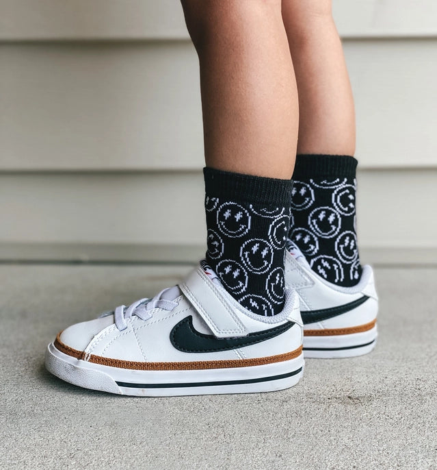 Kids Black Smiley Face Socks