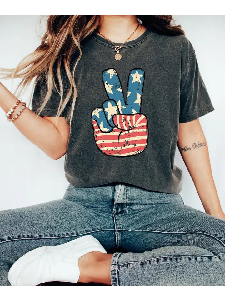Patriotic Peace Sign Graphic Tee