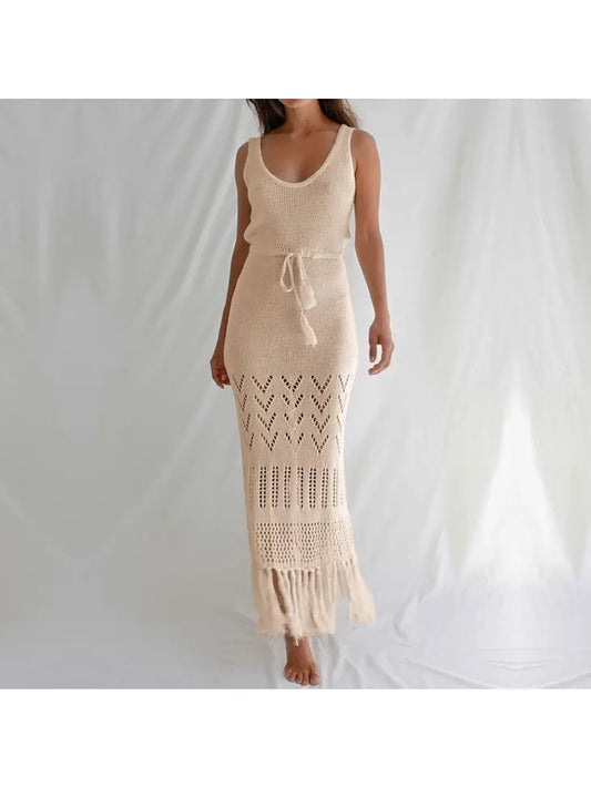 Sweetkama Solid Color Bikini Swimwear Cover Up Dress