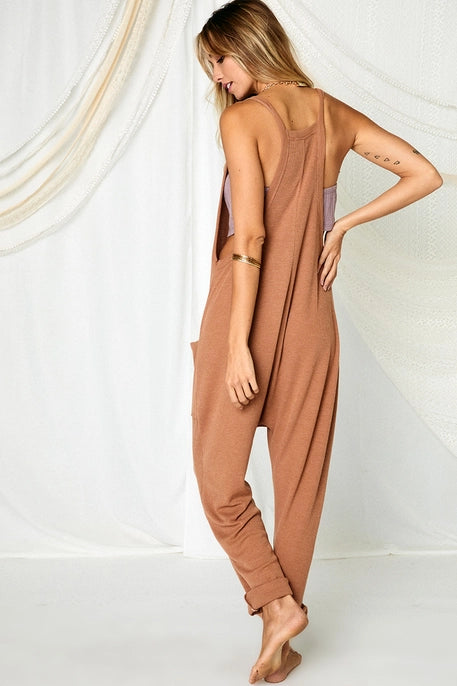 Solid Harem Jumpsuit with Pockets