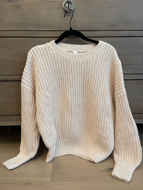 Chunky Braided Knit Cotton Sweater