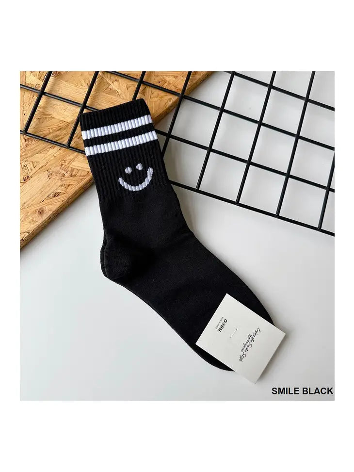 Smiley Socks | Black | White
