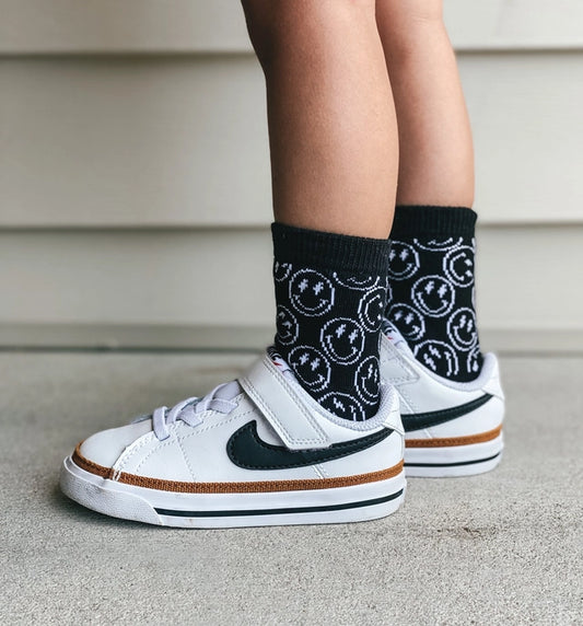 Kids Black Smiley Face Socks